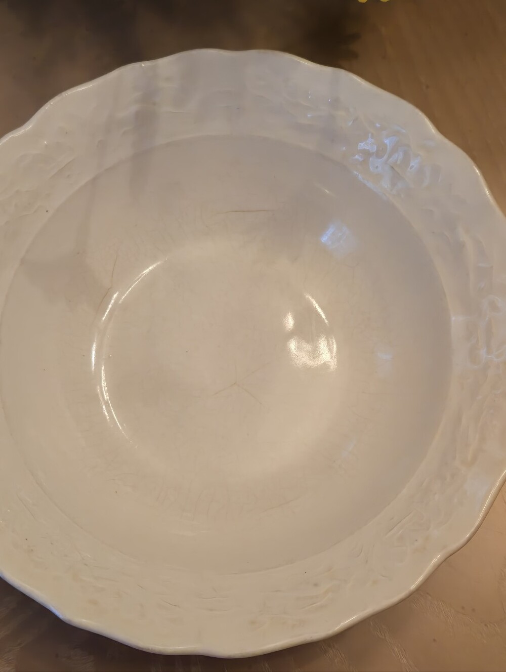 Vintage 8" White Floral Scalloped Bowl Cottagecore Farmhouse Shabby Chic Bowl